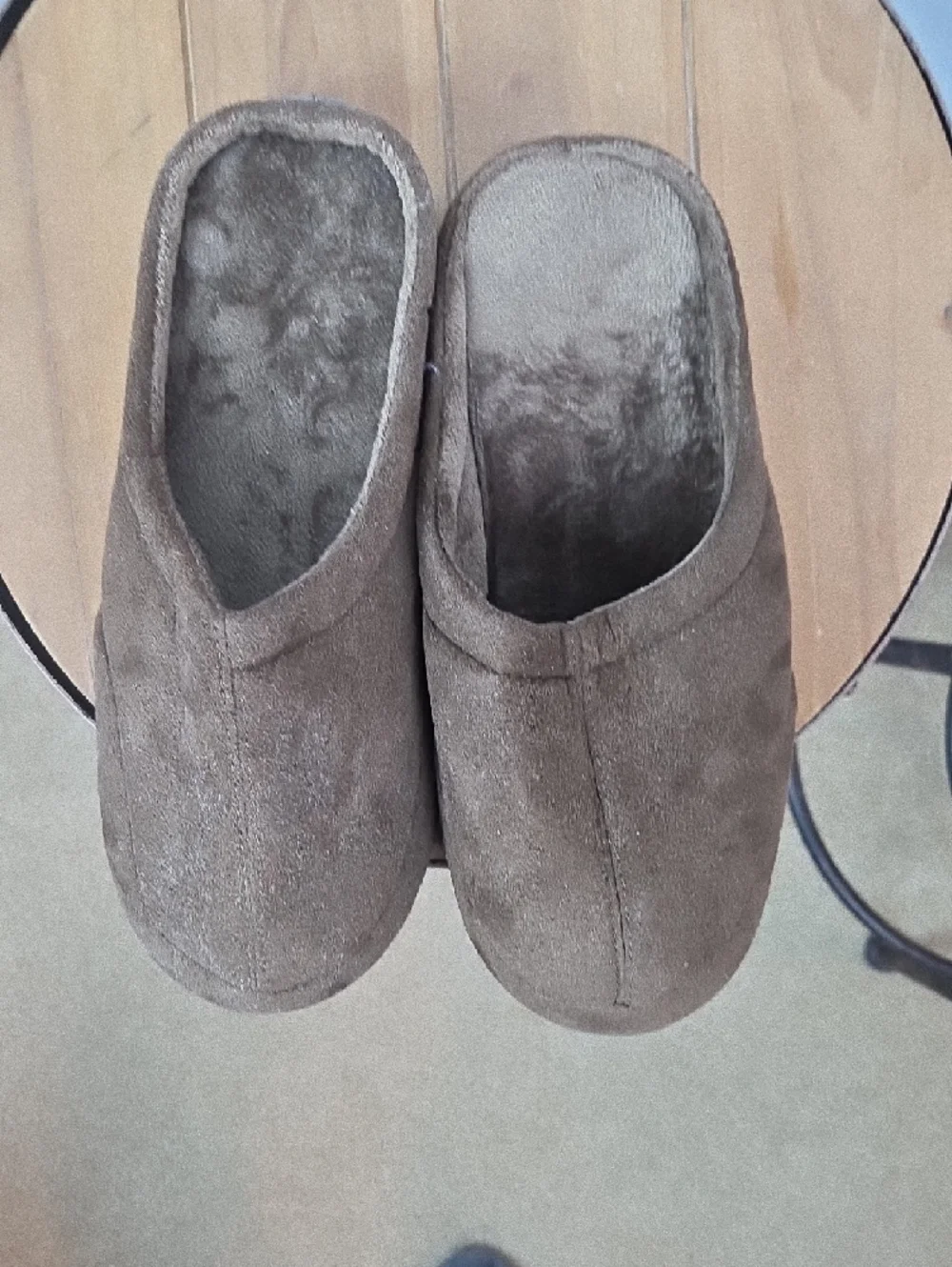 Stafford Men's Brown Suede-Look Slip-On Slippers